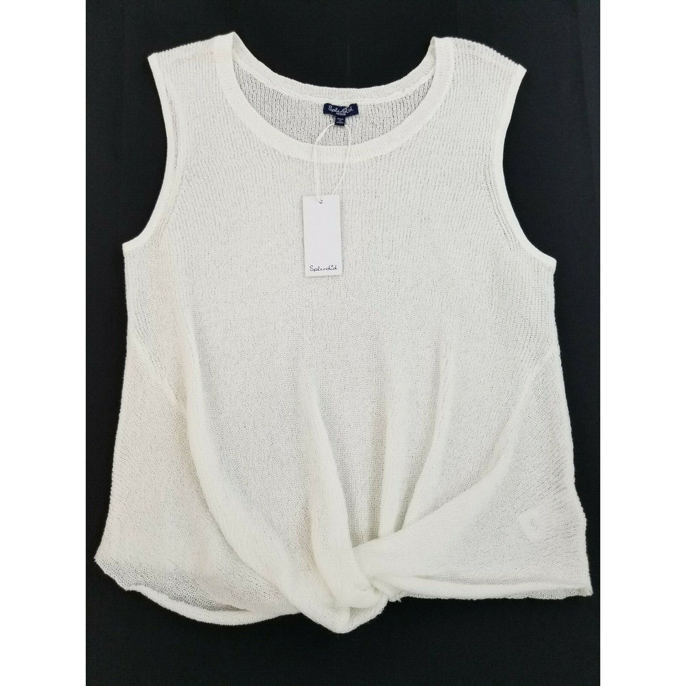Splendid Women White Sleeveless Twist Front Knit Blouse Top RS0330X Medium NEW